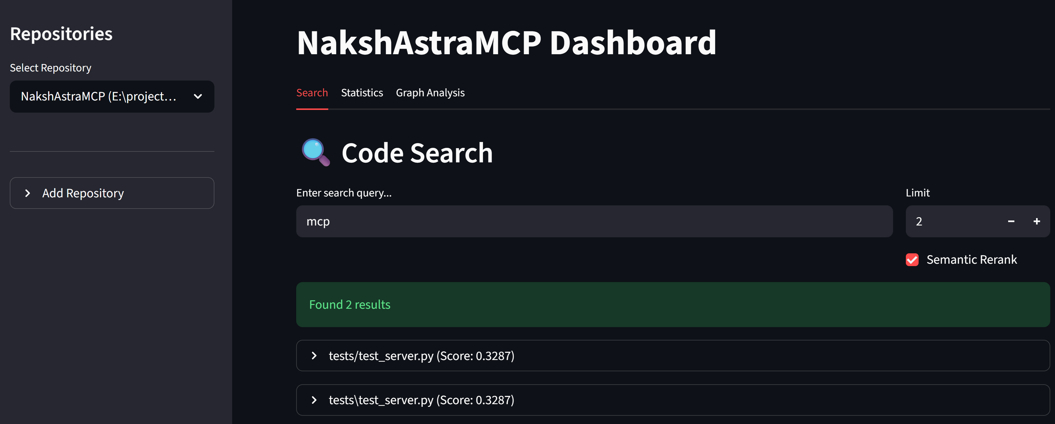 NakshAstraMCP Dashboard - Search